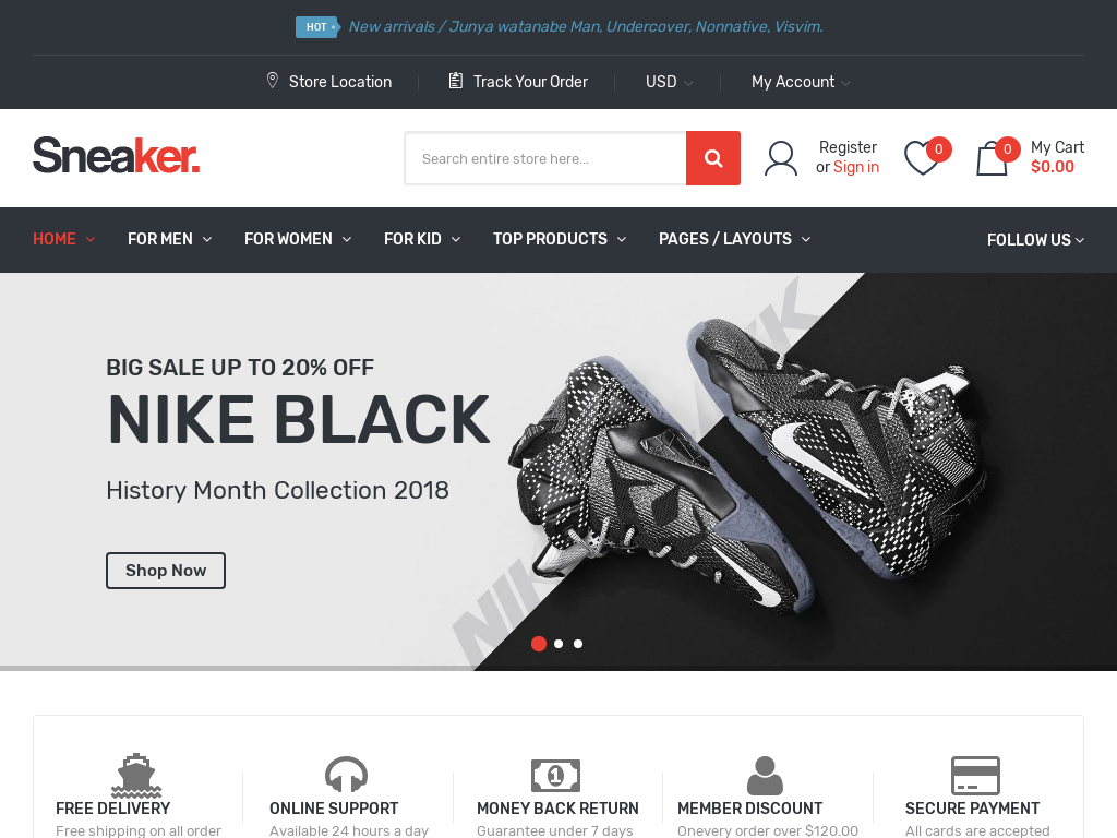 Sneakers Shopify Starter Dropship Ecommerce Website